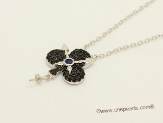 sc099  925 Sterling silver  chain with clover pendant mounting