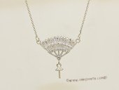 sc103 Sterling silver fan pendant mounting with 925 silver  chain