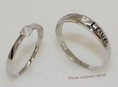 scj006 His and Her Lovely Heart Sterling Silver Zircon  Couple Rings