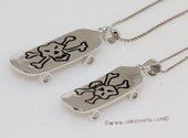 scj017 Sterling Silver  Couple Pair Skull Charm Pendant