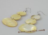 se014 gradual change nature color oval sea shell dangle earrings