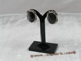 se047 Sterling 20*25mm oval black mother of pearl shell clip earrings