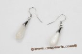 SE078 Silver Toned White Shell Pierced Dangle Earrings, 6*25mm