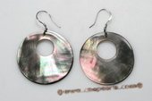 SE079 35mm Silver Toned Round Shell Pierced Dangle Earrings