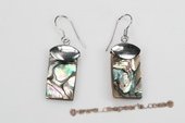 SE080 Silver Toned Pierced Earrings with Square Abalone shell, 14*30mm