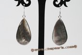 SE082 20*30mm Silver Toned Shell Oval Pierced Dangle Earrings