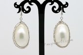 SE089 20*30mm Shell Oval Dangle Earrings with Silver Toned Ear Hook