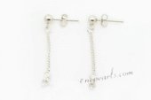 sem012 wholesale 925silver 2mm Ball dangle Earrings fitting with sterling studs