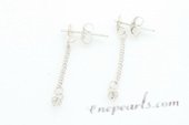 sem020 wholesale 925silver dangle Earrings mounting with sterling studs