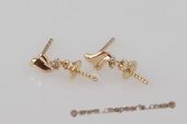 Sem086 18K Yellow Gold Stud Earrings Mounting with Diamonds