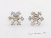 sem133 Wholesale Sterling Silver  Snow Flower Design Ear Stud Mouning with Zircon Beads