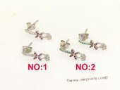 sem134 Wholesale Sterling Silver Ear Stud Mouning with Zircon Beads
