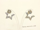 sem139  Sterling silver Pierce ear stud mounting in Star Sharp
