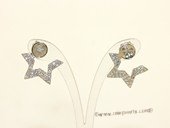 sem139  Sterling silver Pierce ear stud mounting in Star Sharp