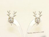 sem141 Wholesale Sterling Silver  Dear antler Design Ear Stud Mouning with Zircon Beads