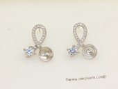 sem146  Wholesale Sterling Silver Ear Stud Mouning with Zircon Beads