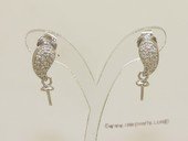 sem148  Sterling silver Pierce ear stud mounting with zircon bead