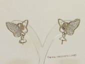 sem151  Sterling silver Pierce ear stud mounting with zircon bead