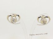 sem155  Sterling silver Pierce ear stud mounting in Heart Shape