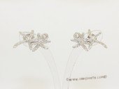 sem158 Sterling Silver Asteroidea Design Ear Stud Mouning with Zircon Beads