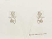 sem159 Sterling Silver Leaf Design Ear Stud Mouning with Zircon Beads