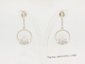 sem160  Sterling silver Pierce ear stud mounting with zircon bead