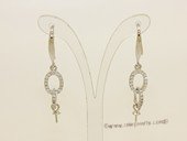 sem179 Sterling silver ear hook mounting with zircon bead