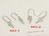 sem180 Sterling silver ear hook mounting with zircon bead