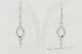 sem190 Sterling Silver  Ear Hook Mouning with Zircon Beads