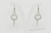 sem197 Sterling Silver  Circle Design Earring Hook Mouning with Zircon Beads