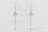 sem198 Sterling Silver Fan Design Earring Hook Mouning with Zircon Beads