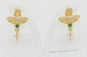 sem207 Sterling Silver  Earring Stud Mouning with Zircon Beads