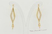 sem219 Sterling Silver  Earrring  Hook Mouning with Zircon Beads