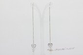 sem226 Sterling Silver Heart Design Earring Stud Mouning with Zircon Beads