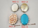 shc002 Silver plated oval shape Striple strand push-in clasp in wholesale