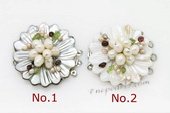 Shc085 Three rows Carve Flower Mother of Pearl Shell Clasp with Pearl beads