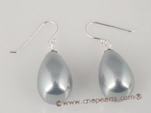 shpe025 Wholesale 925 silver simple earring hook dropping grey shell pearl