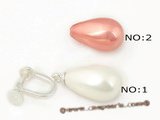 shpe035 sterling silver clip earring with 10*18mm teardrop south shell pearl