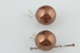 shpe062 wholesale large 12mm round shell pearl 925silver stud earrings