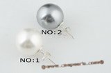 shpe063 sterling siver 14mm large round shell pearl stud earrings in wholesale