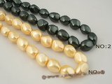 shps002 Wholesale 16*20mm nugget shape shell pearl bead strand in black or gold color