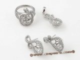 sms014 Sterling silver sparkling designer jewelry mounting set wholesale