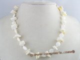 SN007 coin shape shell  beads necklace with faceted crystal beads