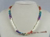 SN012 multi-color oval shell beads twisted necklace