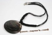 SN024 Design Black Seed Pearl Round Mother of Pearl Shell Pendant Necklace