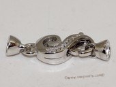 Snc178 Simple shiny sterling silver clasp with zircon