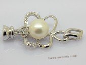 Snc208 Flower design Sterling Silver Jewelry Clasp with Zircon Bead