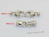 snc217 Sterling Silver Double Lobster Style Clasp with Zircon Beads