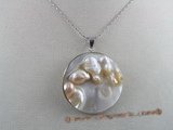 sp004 50mm round oyster shell pendant with pearl inside