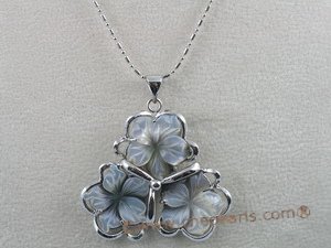 sp010 15mm carved flower design mother of pearl shell pendant